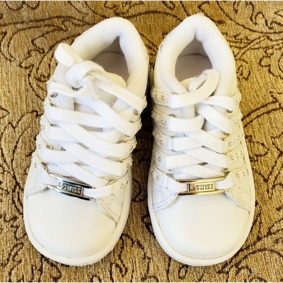 NIB K-Swiss Infant Baby Lozan SPS Jewel Accents White Shoes Size 4 - Picture 4 of 11